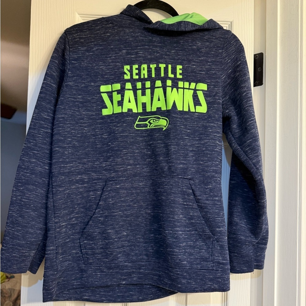 NFL Seattle Seahawks Youth Hoodie - Navy and Neon Green
